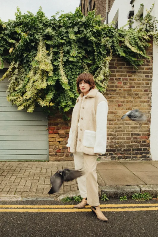 Bern Sherpa Coat - Dove/Vanilla sold by Brixton