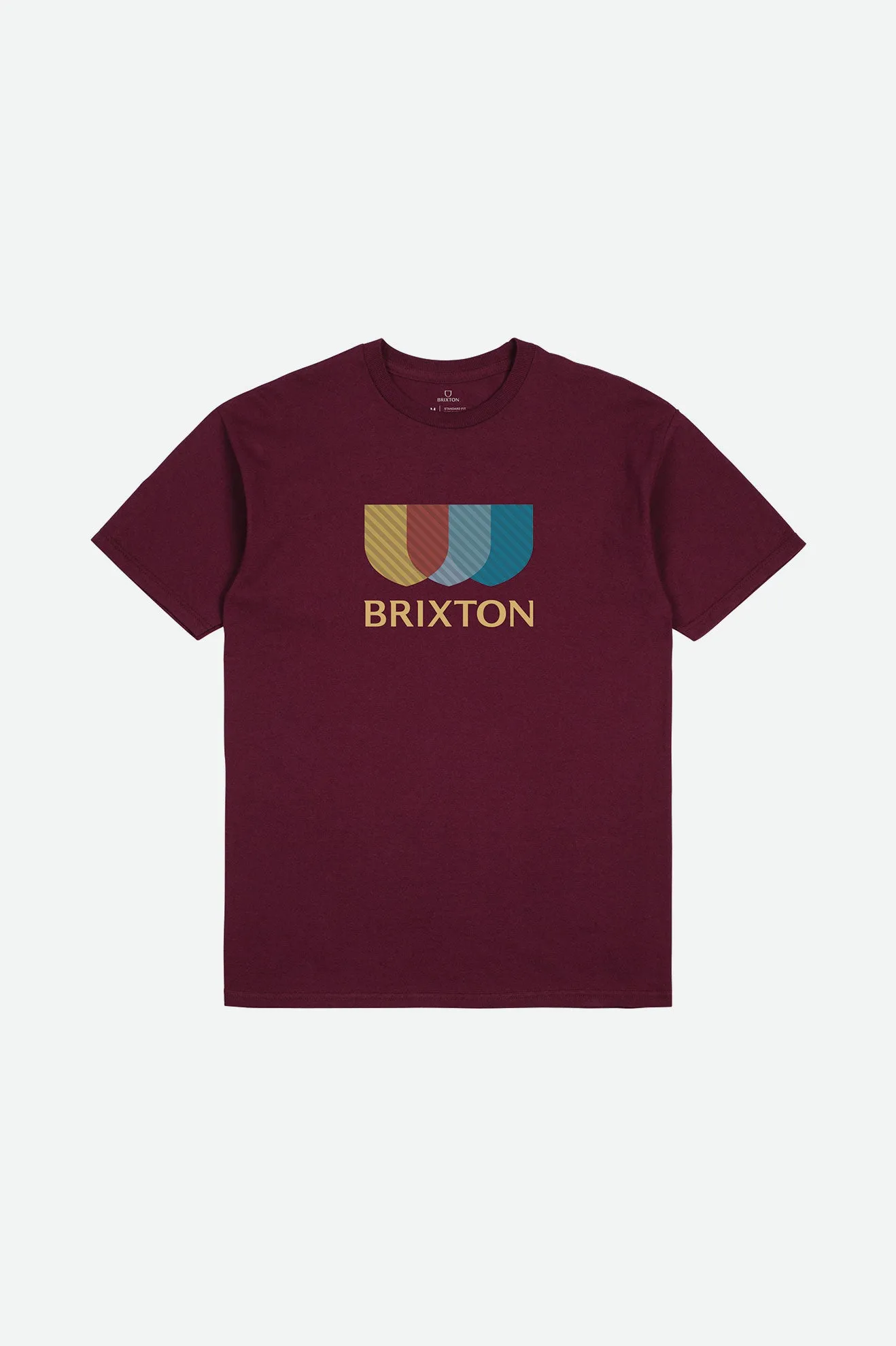 Alton Stripe S/S Standard Tee - Burgundy sold by Brixton