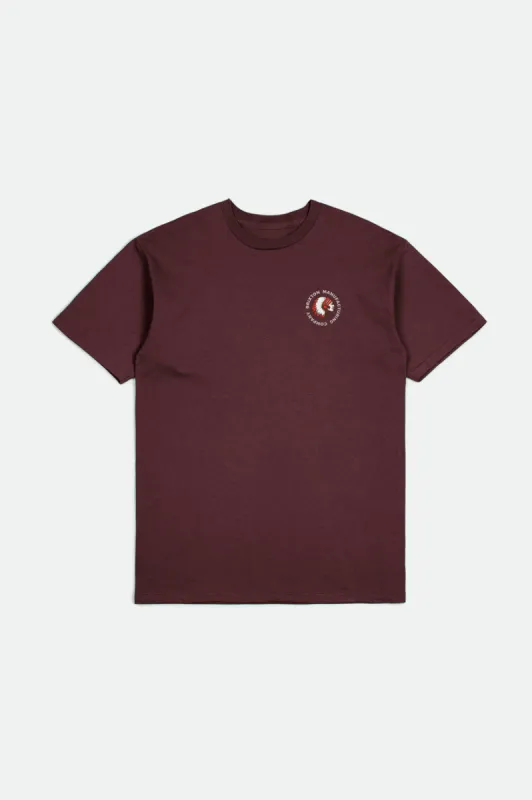 Rival Stamp S/S Standard Tee - Mahogany Garment Dye sold by Brixton