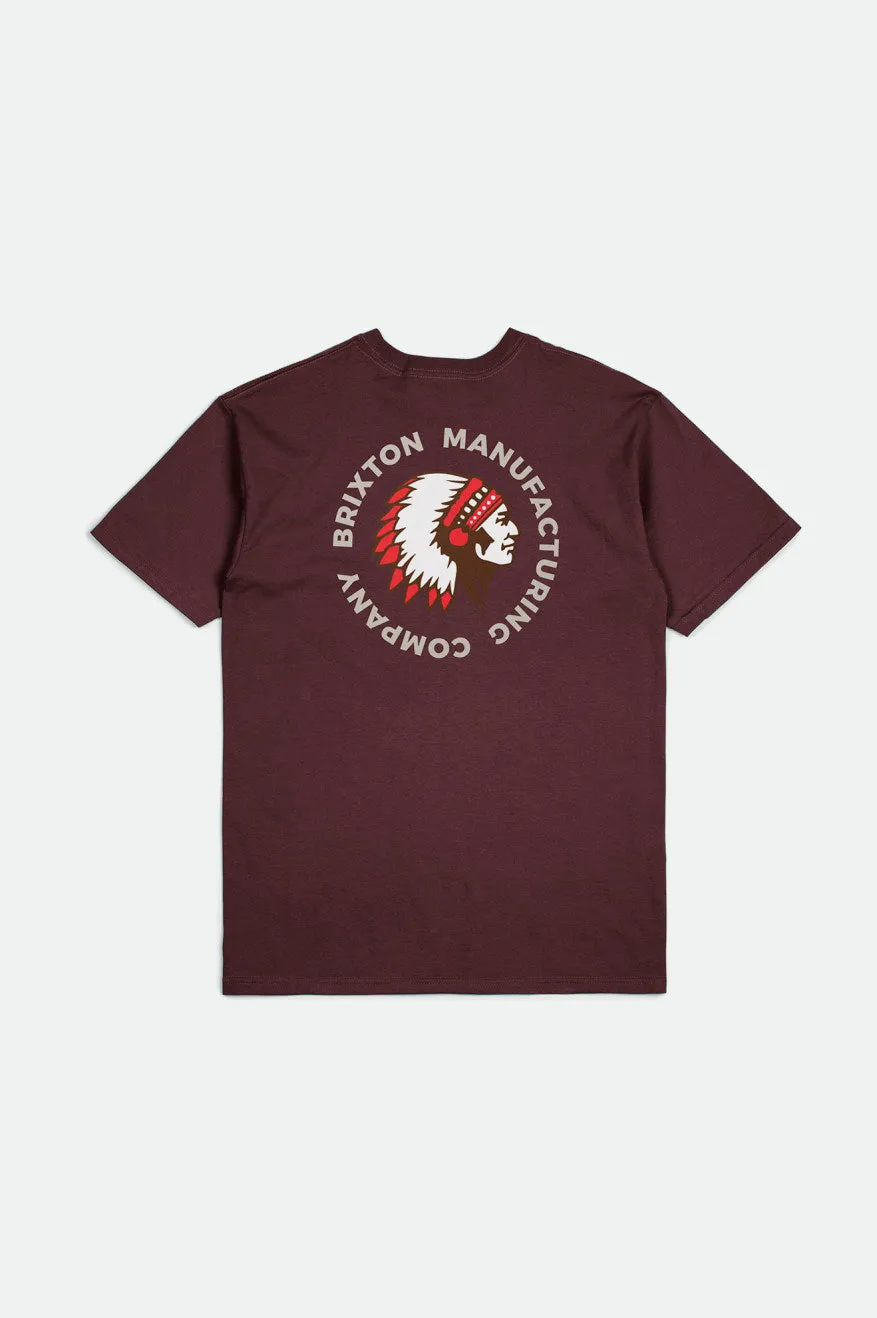 Rival Stamp S/S Standard Tee - Mahogany Garment Dye sold by Brixton product image thumbnail 2