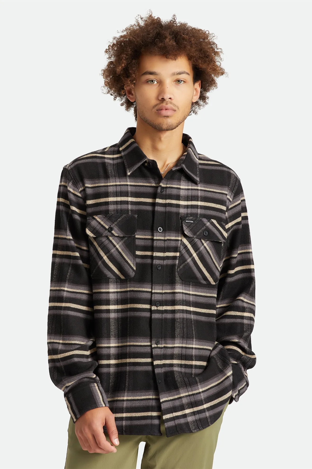 Bowery Stretch L/S Crossover Flannel - Black/Charcoal Ii sold by Brixton product image thumbnail 2