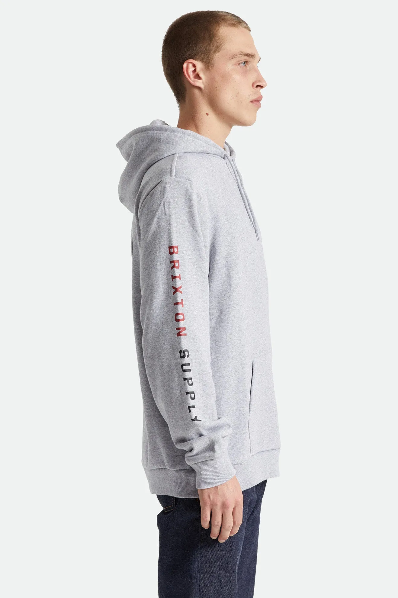 Crest Hood - Heather Grey/Red sold by Brixton product image thumbnail 4