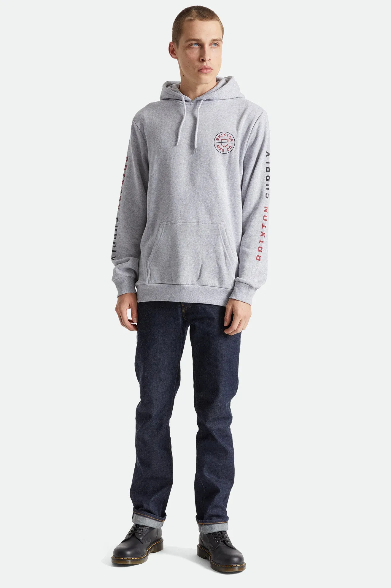 Crest Hood - Heather Grey/Red sold by Brixton product image thumbnail 3