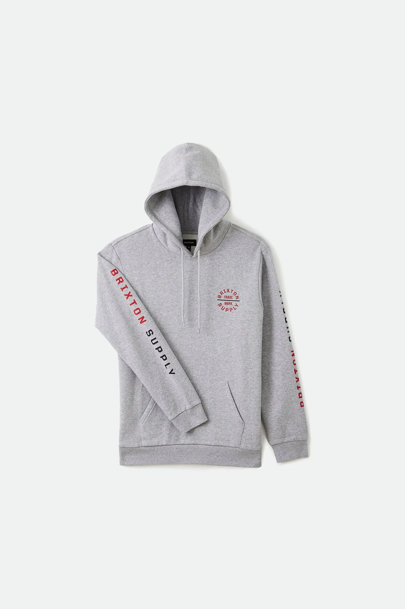 Crest Hood - Heather Grey/Red sold by Brixton