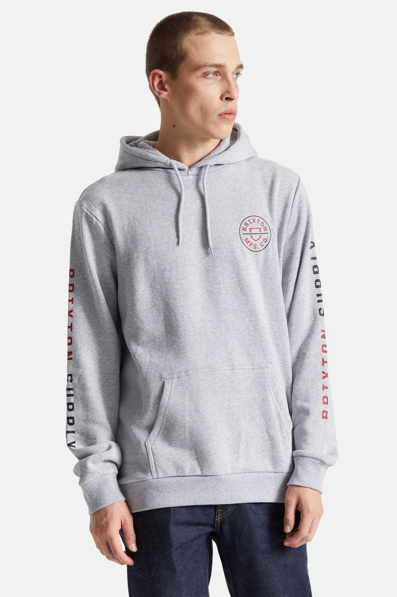 Crest Hood - Heather Grey/Red sold by Brixton product image thumbnail 2