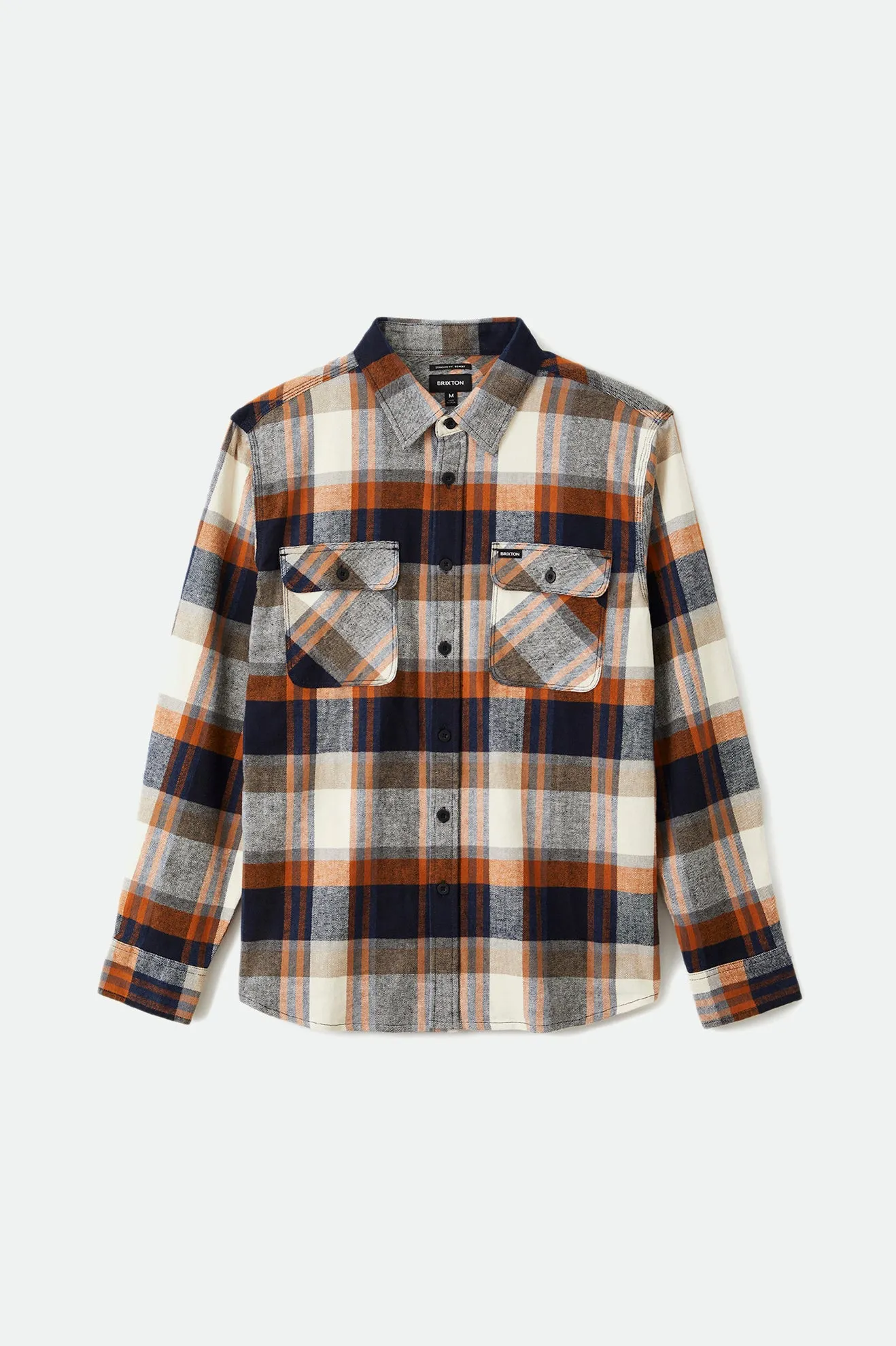 Bowery L/S Flannel - Joe Blue/Off White sold by Brixton