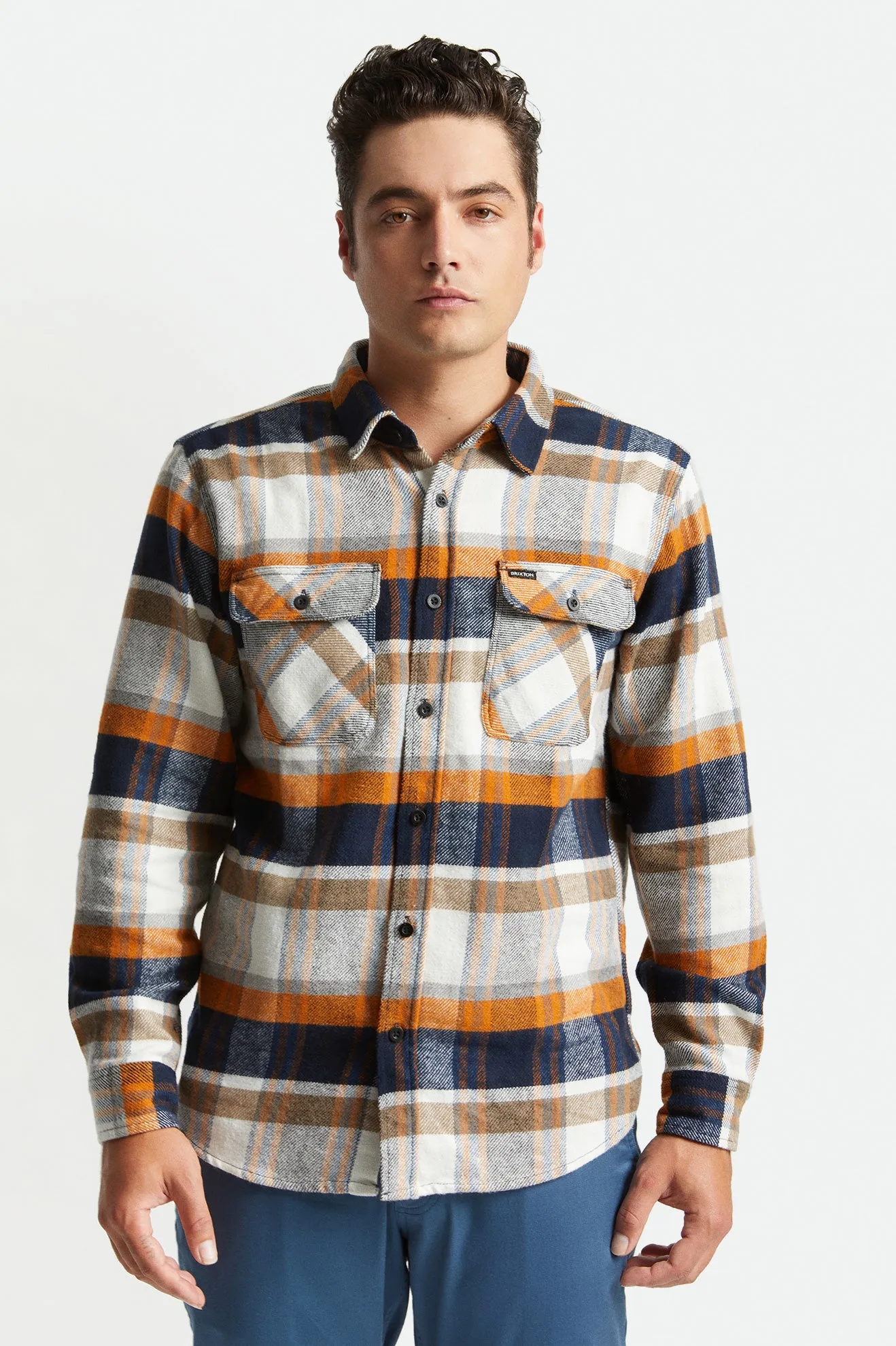 Bowery L/S Flannel - Joe Blue/Off White sold by Brixton product image thumbnail 2