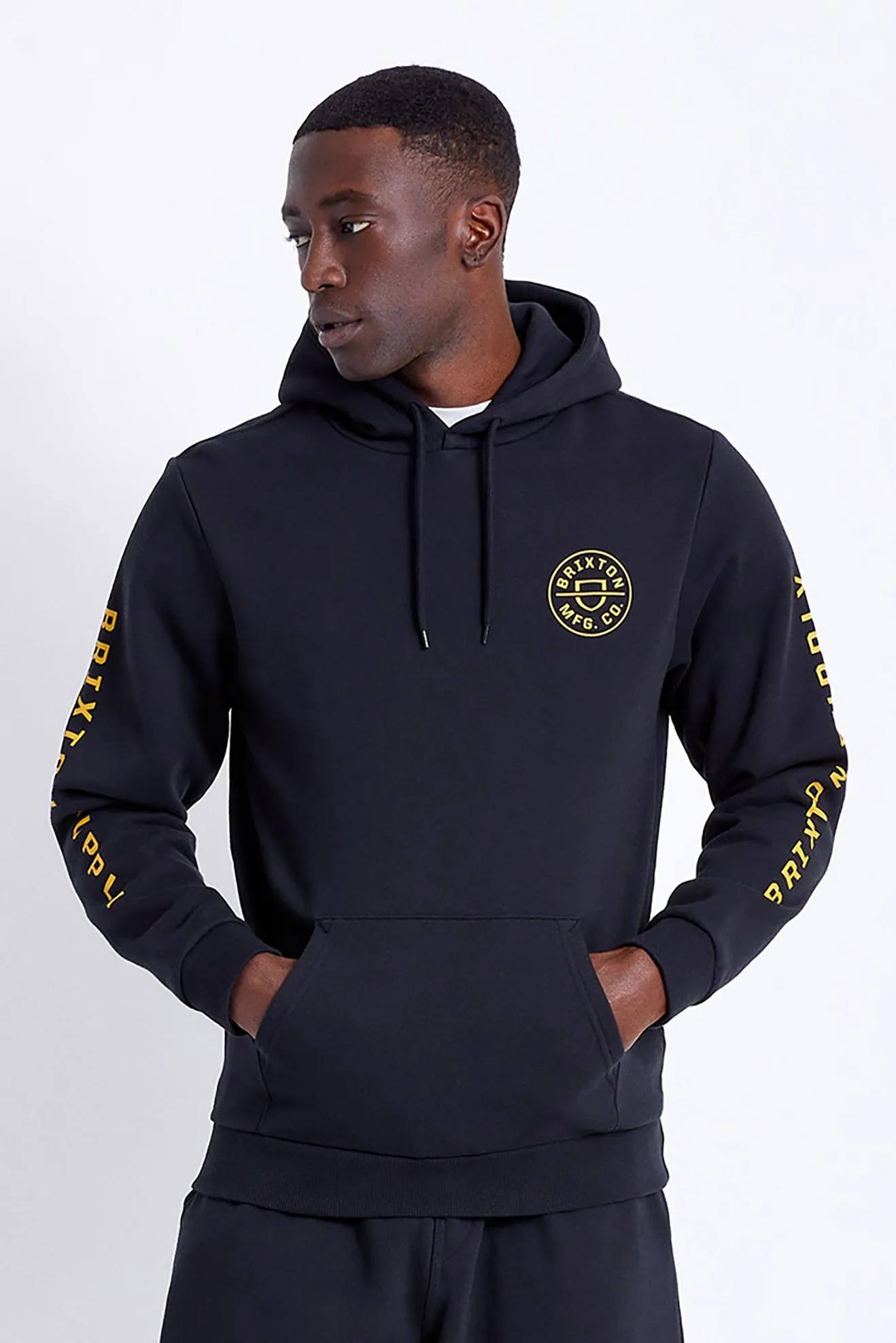 Crest Hood - Black sold by Brixton