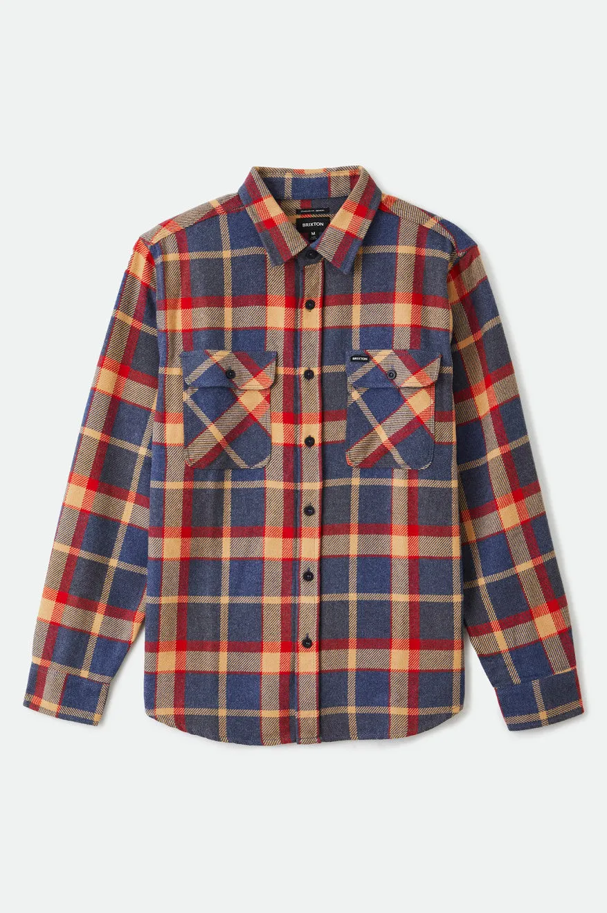 Bowery L/S Flannel - Blue/Red sold by Brixton