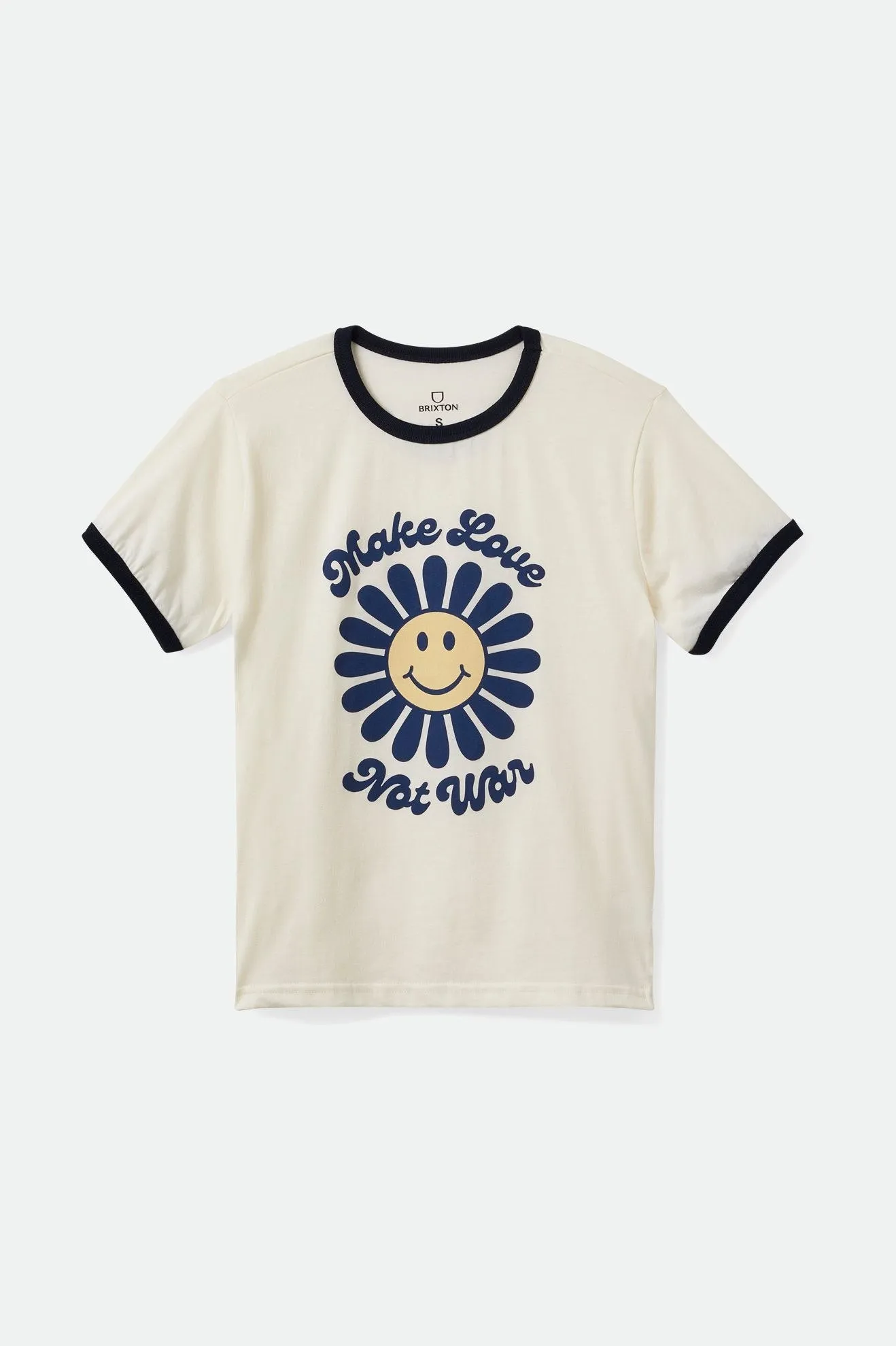 Love Not War Women's S/S Ringer Tee - Dove sold by Brixton