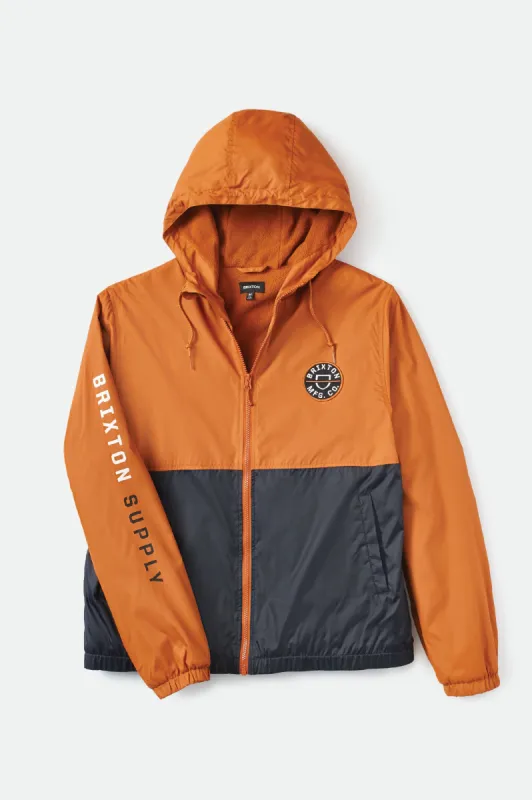 Claxton Crest Lined Hood Jacket - Caramel/Black sold by Brixton