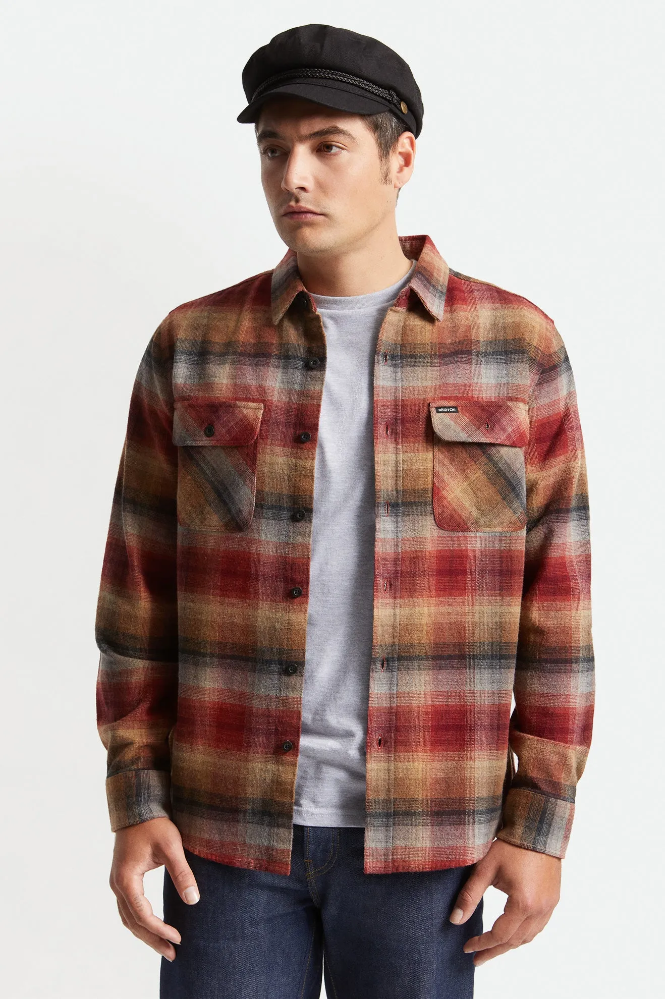 Bowery L/S Flannel - Dark Brick sold by Brixton product image thumbnail 2
