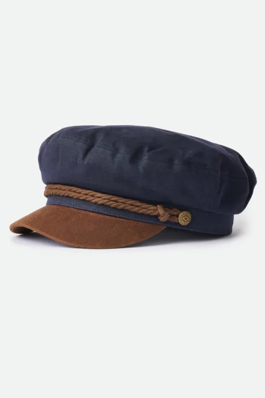 Fiddler Cap - Navy/Brown sold by Brixton