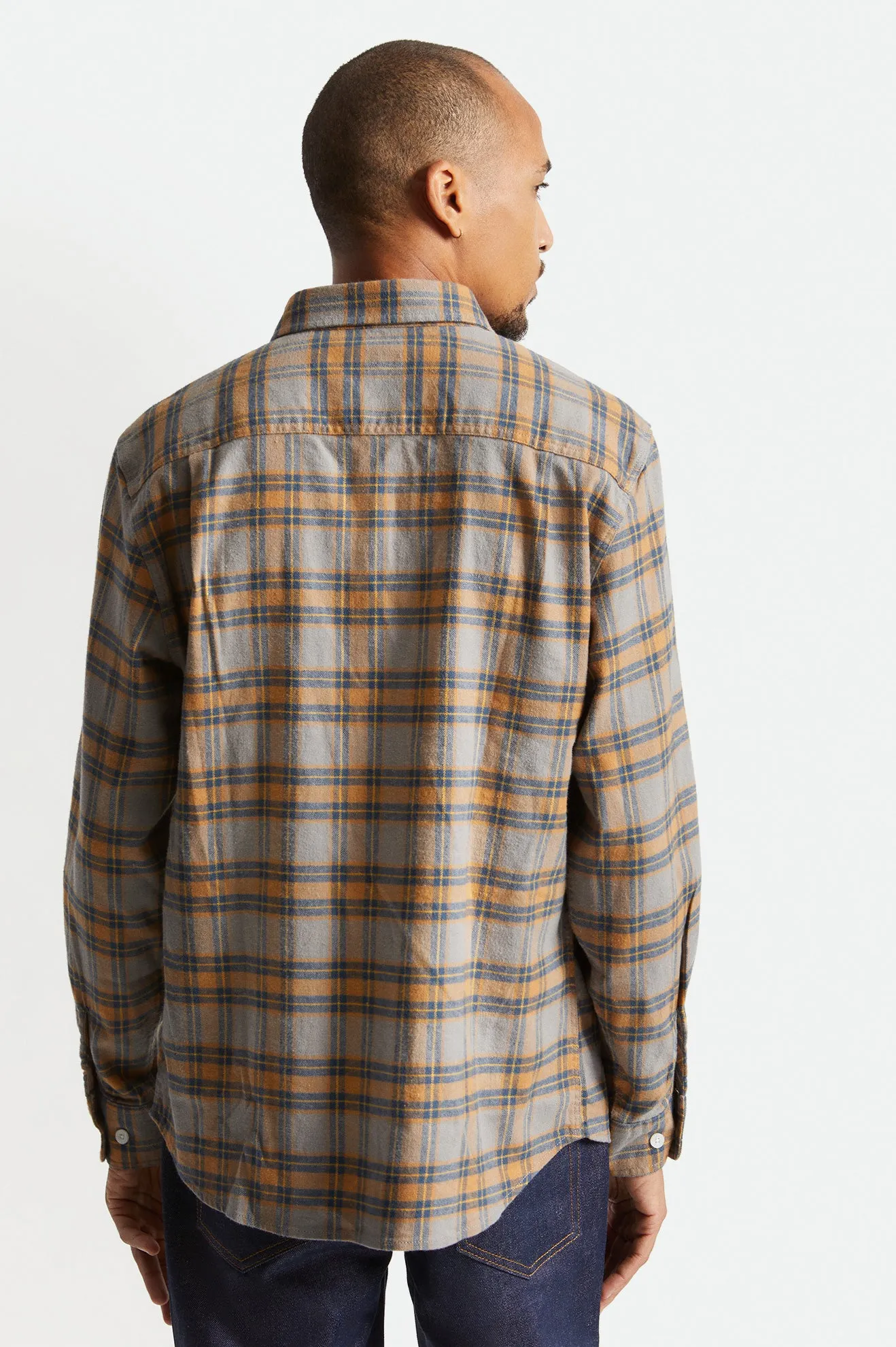 Bowery Stretch L/S Crossover Flannel - Heather Grey sold by Brixton product image thumbnail 4
