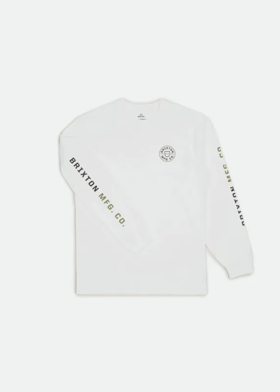Crest L/S Standard Tee - White sold by Brixton