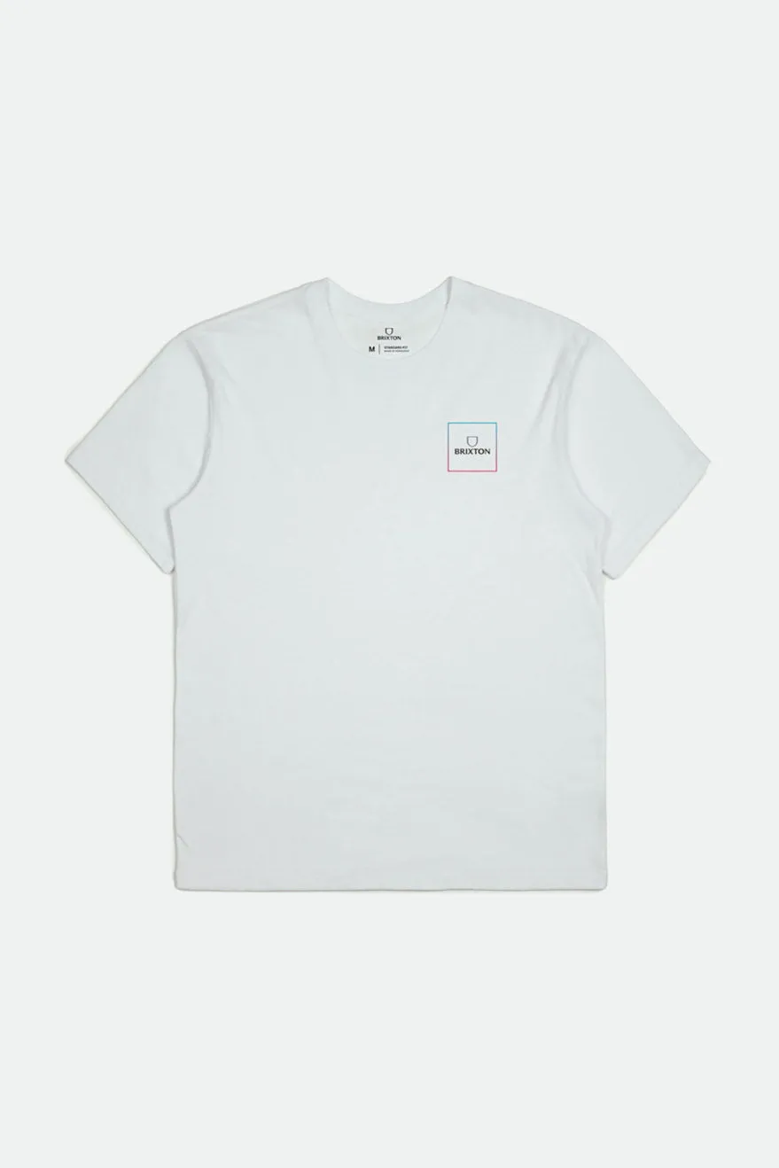 Alpha Square S/S Standard Tee - White/Light Blue/Pink sold by Brixton