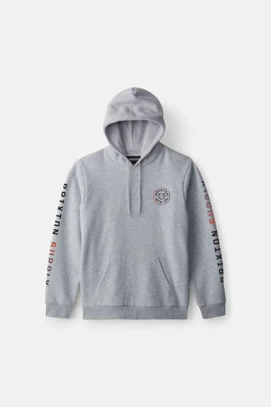 Crest Hood Fleece - Heather Grey/Apricot Jam Gradient sold by Brixton