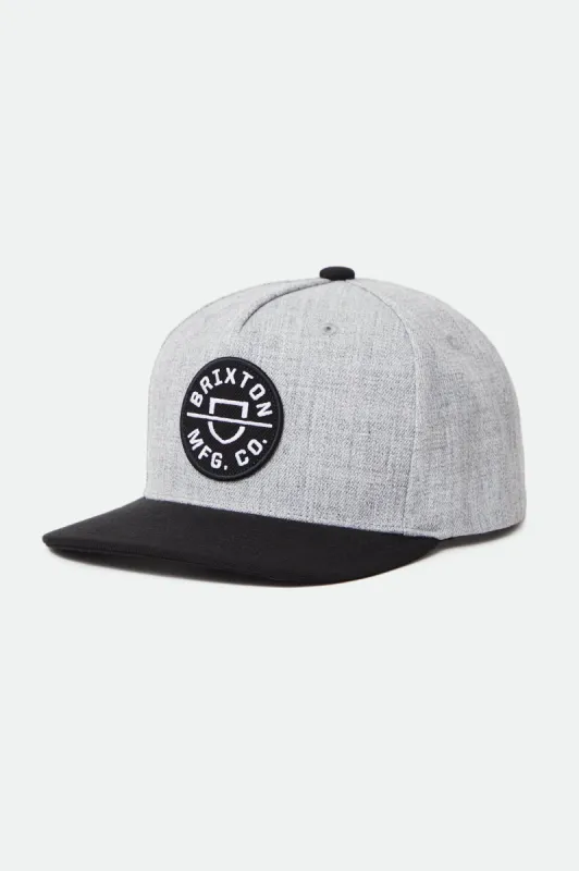 Crest C Mp Snapback - Heather Grey/Black sold by Brixton