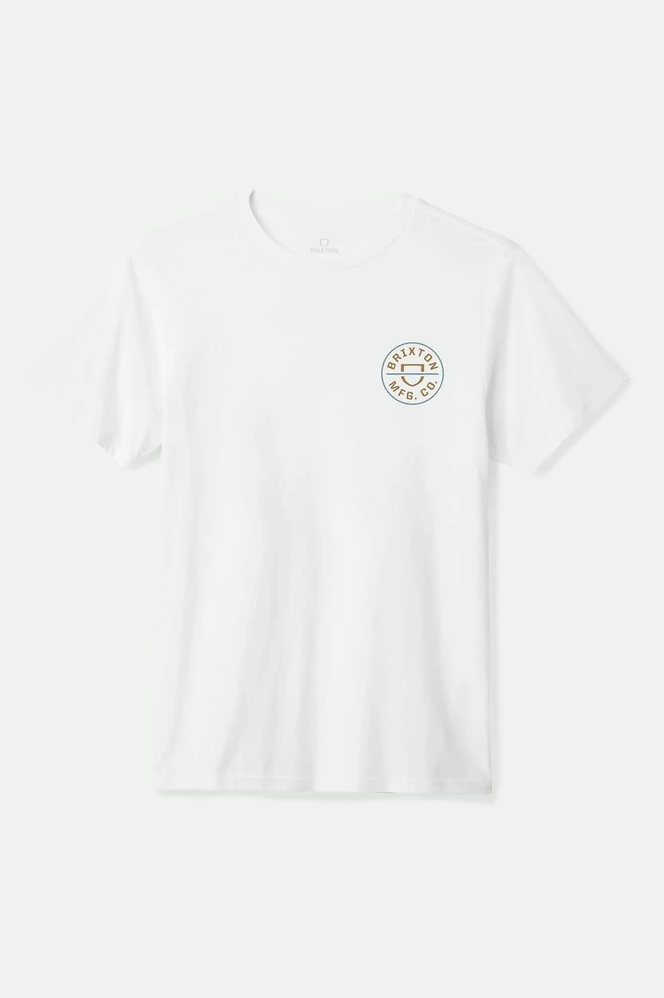 Crest II S/S Standard T-Shirt - White/Light Brown/Slate sold by Brixton