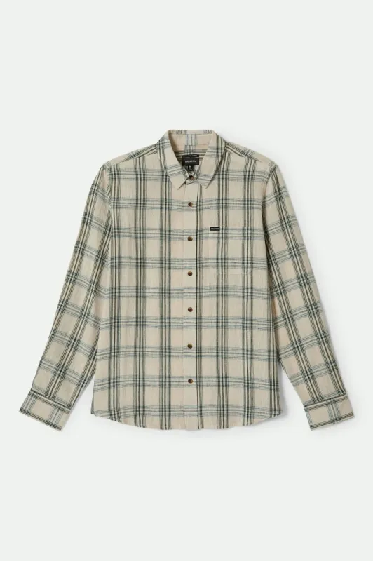 Charter Linen Blend S/S Shirt - Off White/Ivy Green Plaid sold by Brixton
