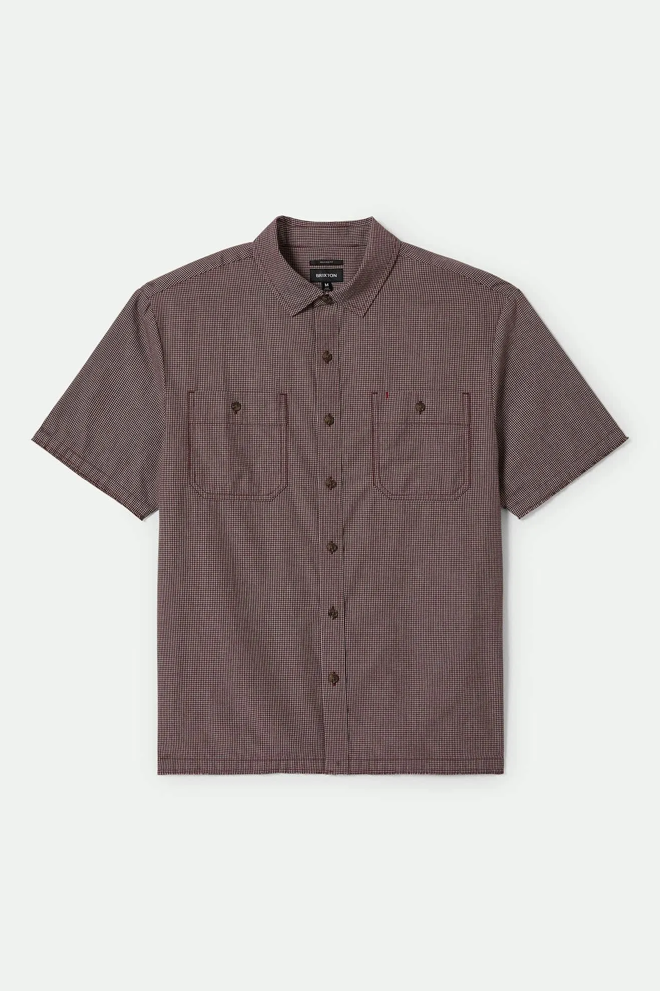 CRU Micro Plaid Relaxed S/S Shirt - Cordovan Red Micro Plaid sold by Brixton