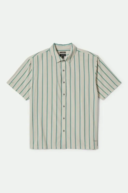 CRU Stripe Relaxed S/S Shirt - Beige/Pine Needle/Aquatic Green sold by Brixton