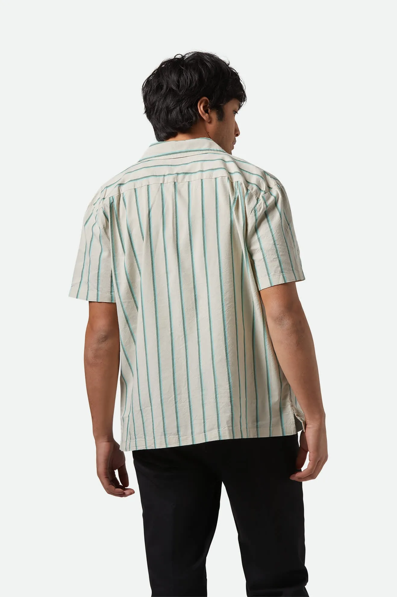 CRU Stripe Relaxed S/S Shirt - Beige/Pine Needle/Aquatic Green sold by Brixton product image thumbnail 4