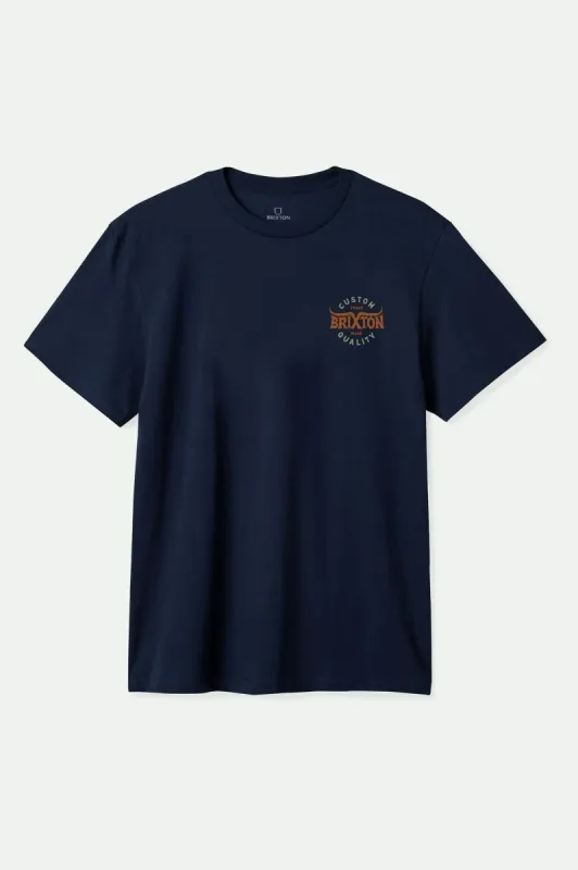 Gibson S/S Standard T-Shirt - Washed Navy Worn Wash sold by Brixton