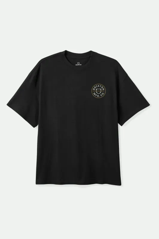 Crest II S/S Standard T-Shirt - Black/Off White/Copper sold by Brixton