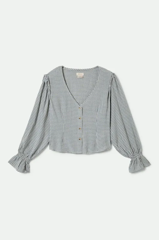 The Meadow Blouse - Azure Blue Gingham sold by Brixton