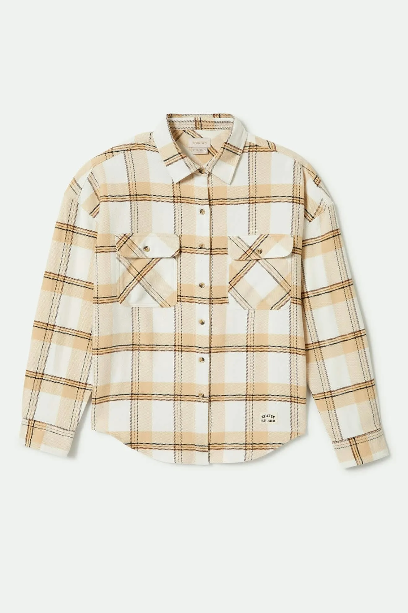 Bowery Women's Classic L/S Flannel - Off White/Semolina/Washed Copper Plaid sold by Brixton