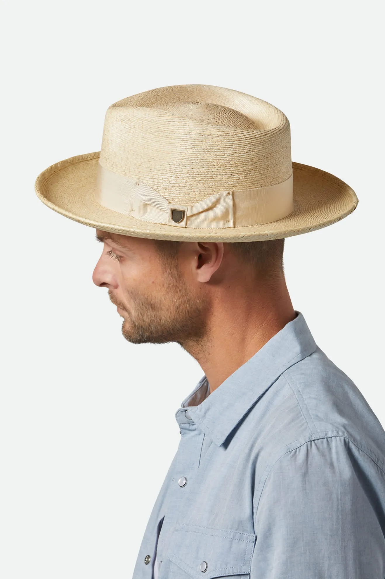Swindle Straw Fedora - Natural/Natural sold by Brixton product image thumbnail 3