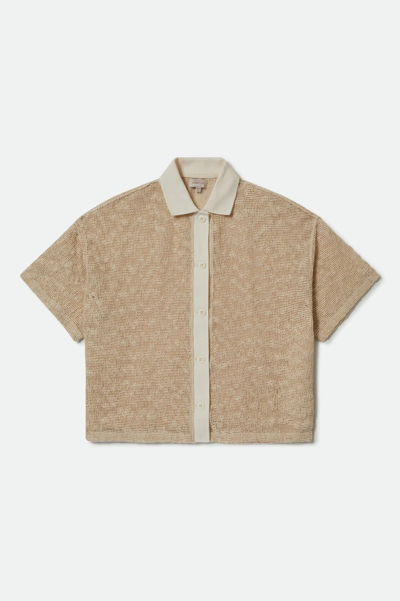 Camp Mesh Button Down S/S Polo Knit - Off White sold by Brixton