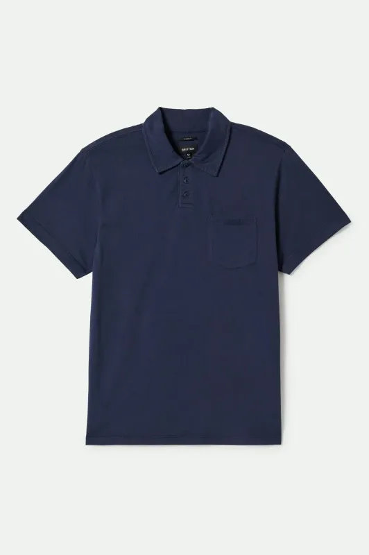 Vintage Wash S/S Polo - Washed Navy sold by Brixton