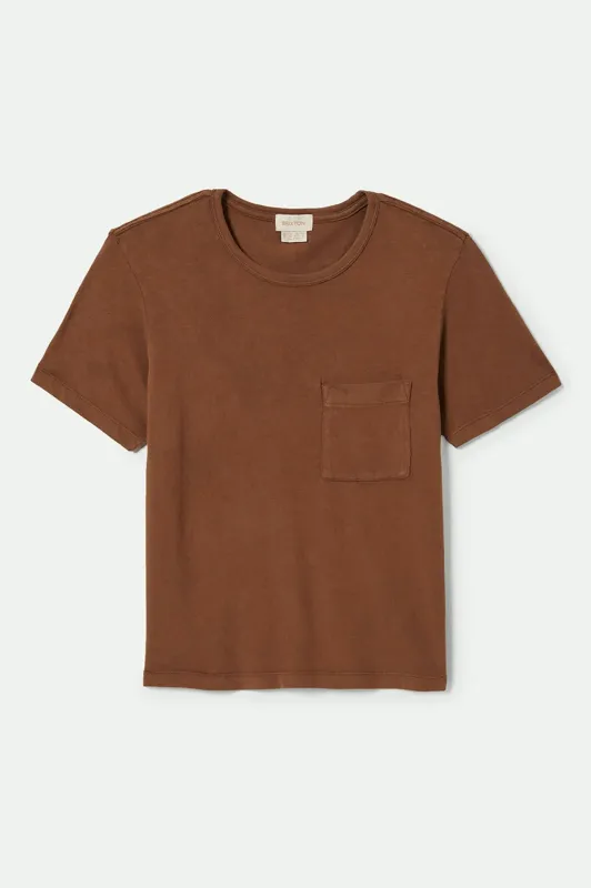 Carefree Organic Garment Dye Perfect T-Shirt - Pinecone Brown sold by Brixton