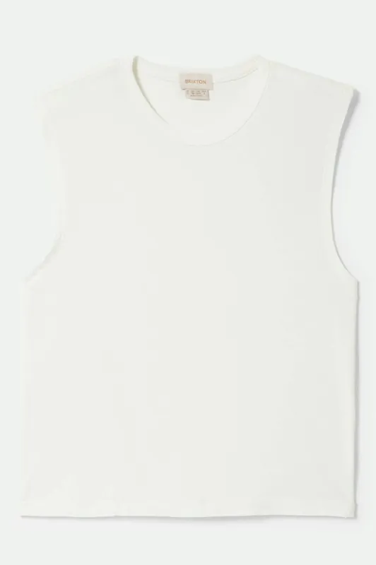 Carefree Organic Garment Dye Muscle Tank - Off White sold by Brixton