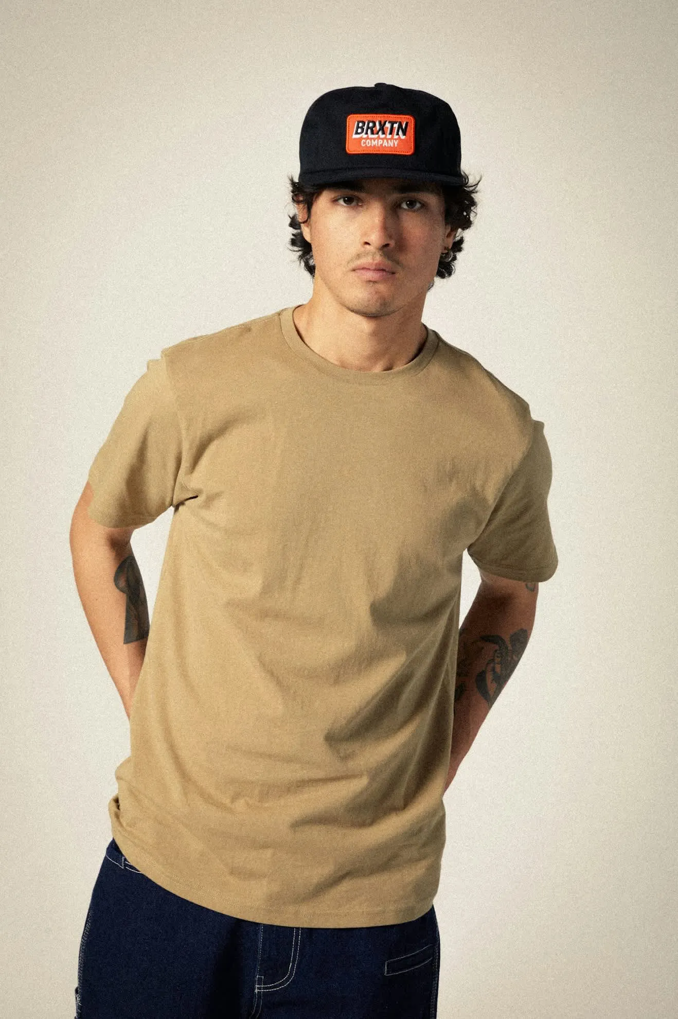 Premium Cotton S/S Tailored T-Shirt - Khaki sold by Brixton product image thumbnail 2