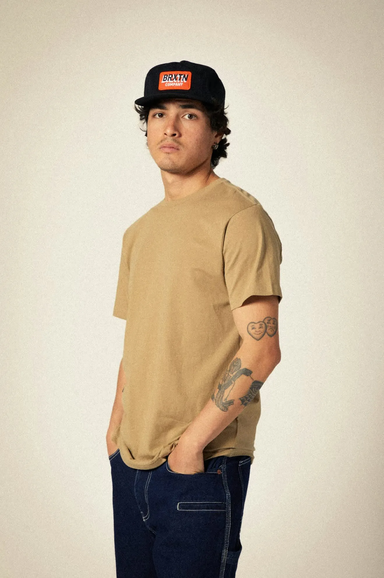 Premium Cotton S/S Tailored T-Shirt - Khaki sold by Brixton product image thumbnail 3