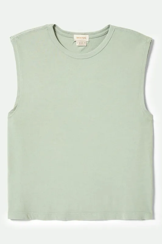 Carefree Organic Garment Dyed Muscle Tank - Sage Green sold by Brixton
