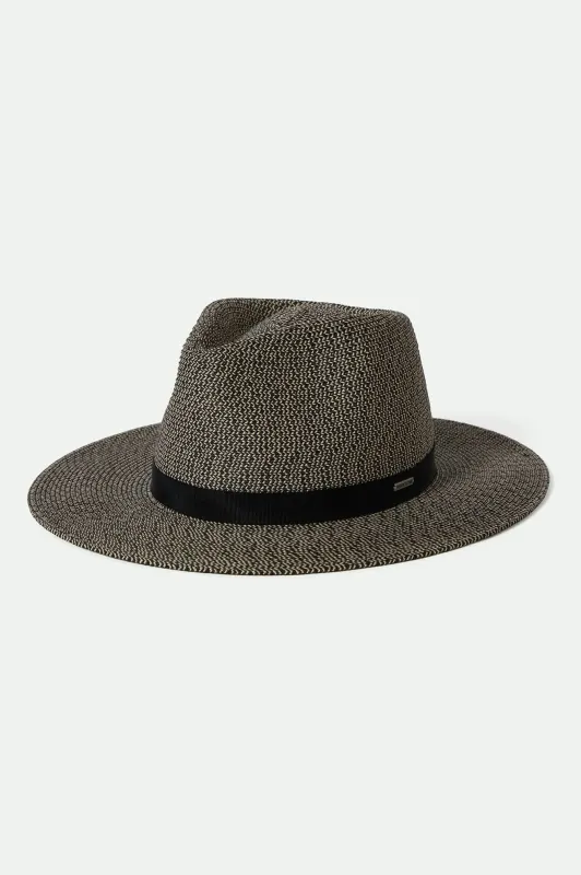 Carolina Straw Packable Travel Hat - Black/Natural sold by Brixton