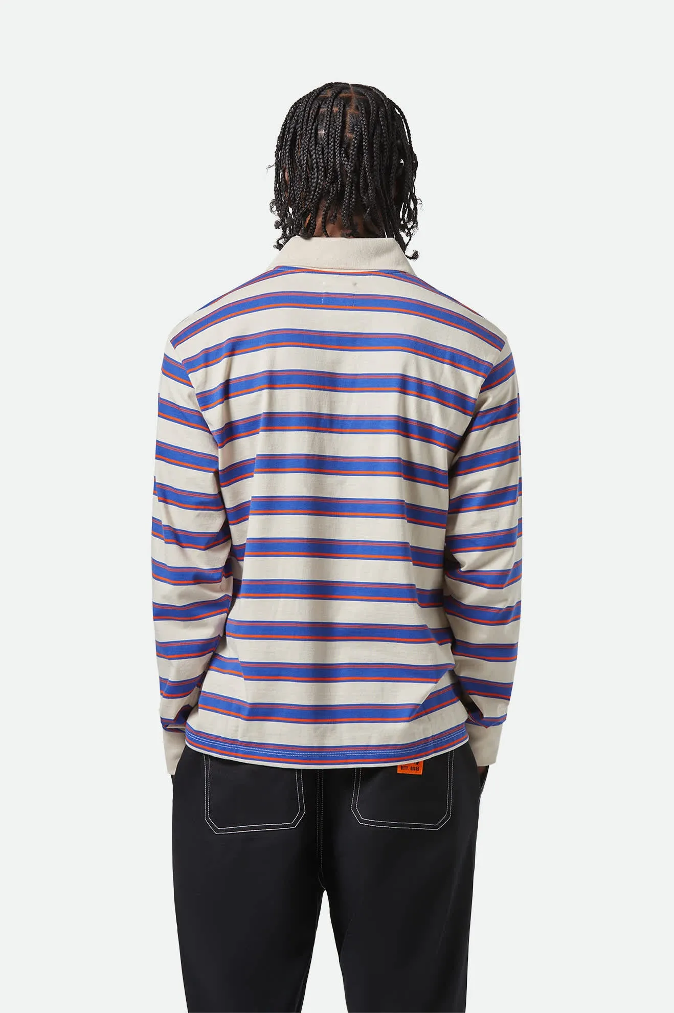 Vintage Stripe L/S Polo - Electric Blue/Flame/Whitecap sold by Brixton product image thumbnail 4