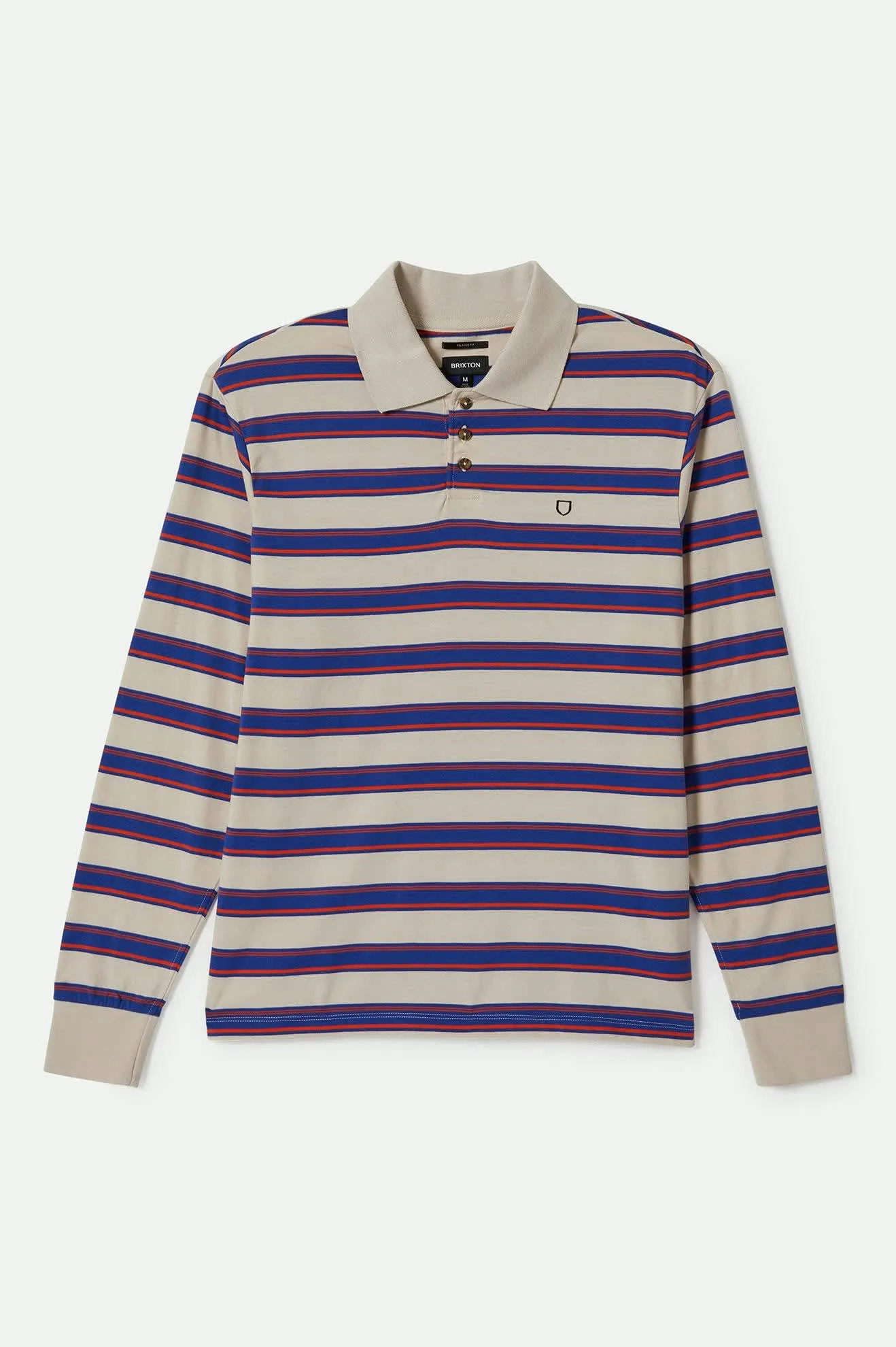 Vintage Stripe L/S Polo - Electric Blue/Flame/Whitecap sold by Brixton
