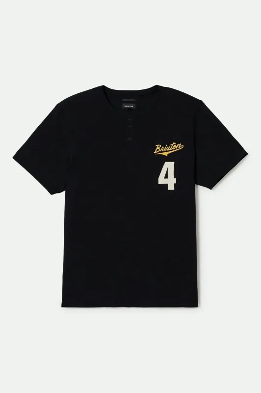 The League Baseball T-Shirt - Black/Black sold by Brixton
