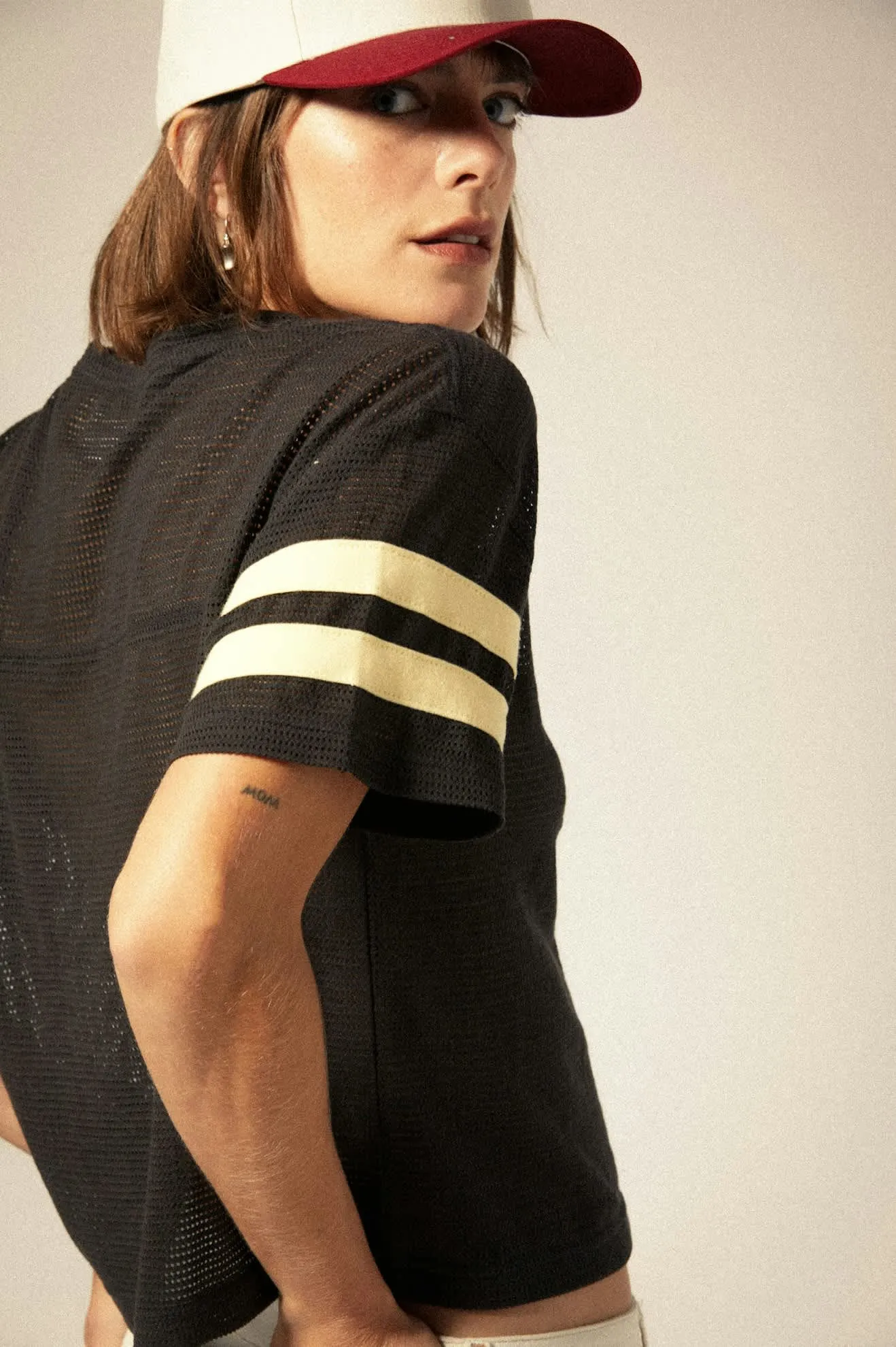 Varsity Football Mesh T-Shirt - Washed Black sold by Brixton product image thumbnail 5