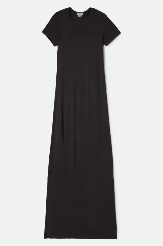 Carefree Organic Garment Dyed Slim Dress - Black made by Brixton