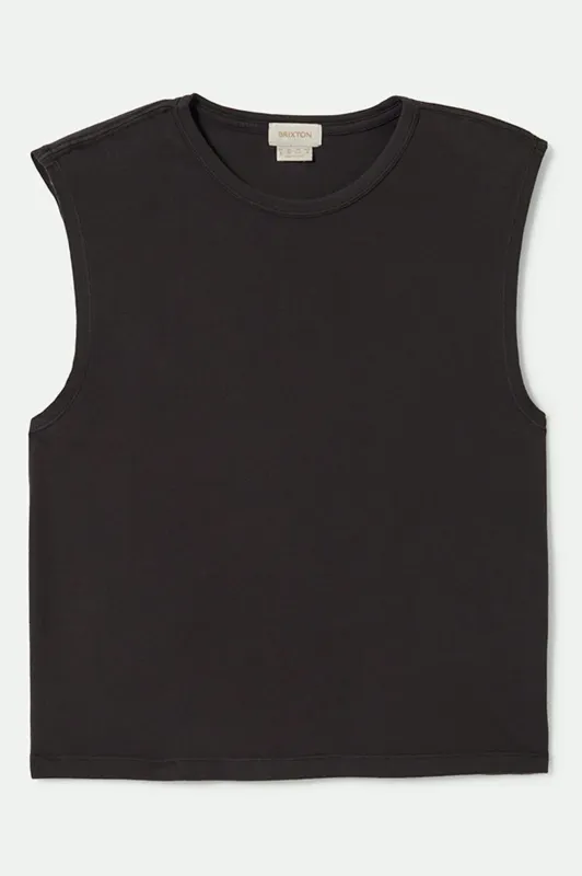 Carefree Organic Garment Dye Muscle Tank - Black sold by Brixton