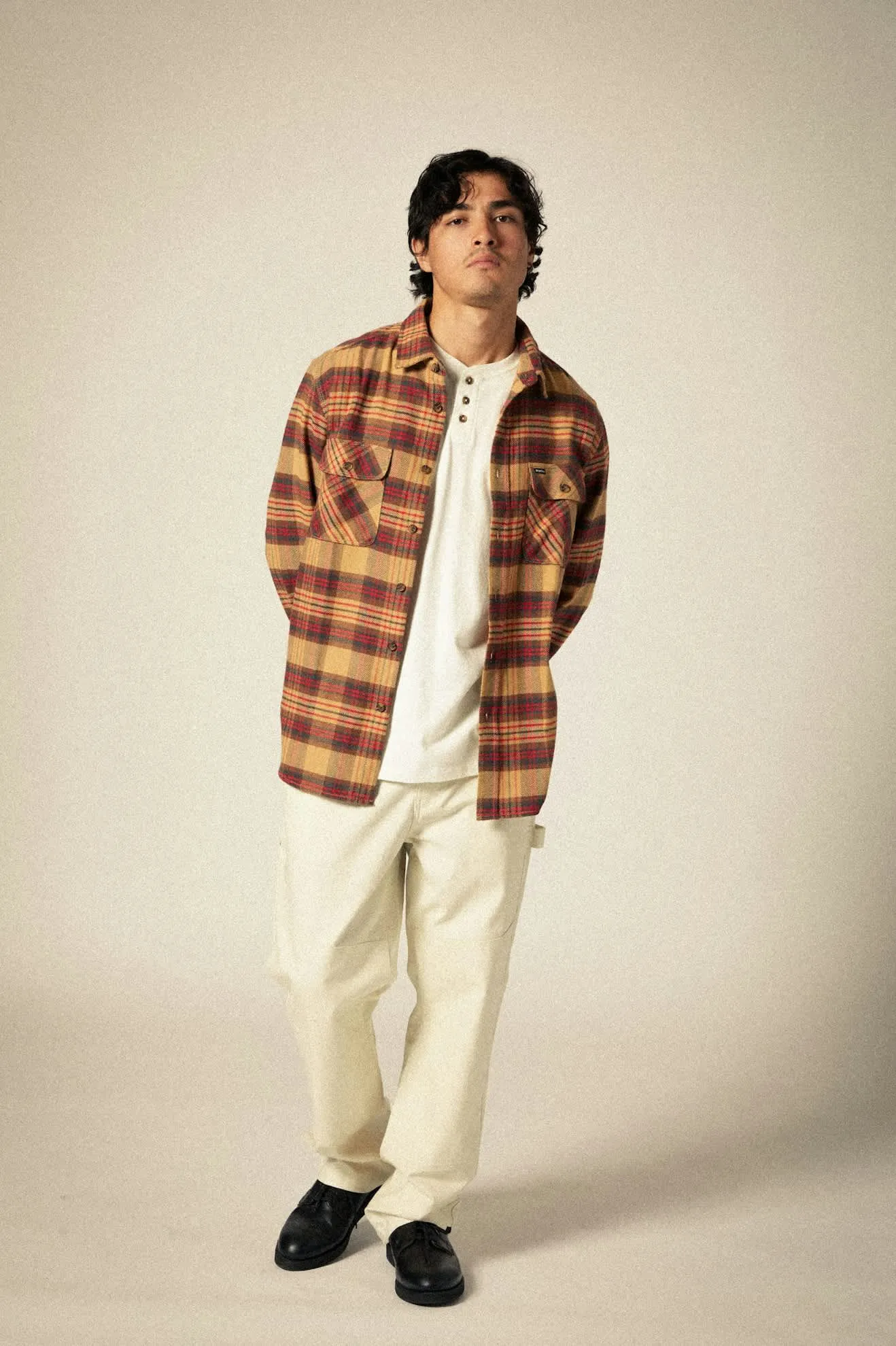 Bowery L/S Flannel - Curry/Washed Black/Crimson sold by Brixton product image thumbnail 5