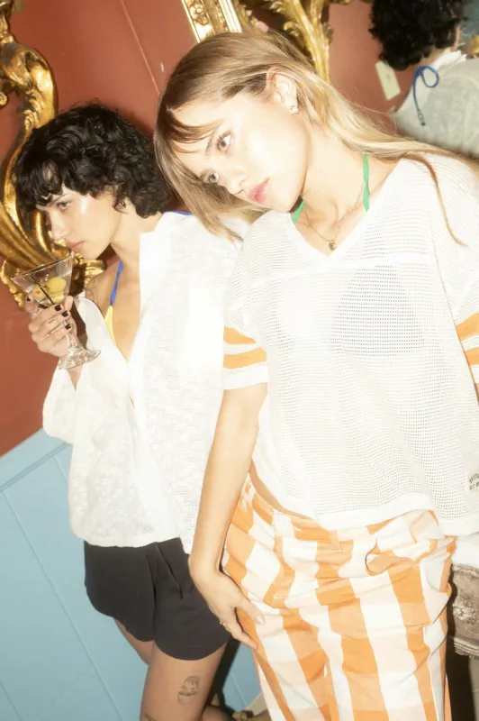 Varsity Football Mesh T-Shirt - Whitecap sold by Brixton