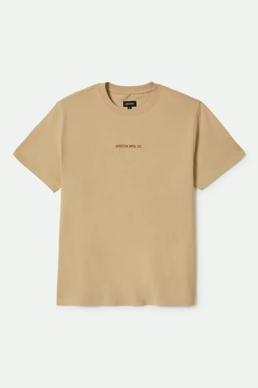 Quality Embroidered Heavyweight S/S Standard T-Shirt - Cream Classic Wash sold by Brixton