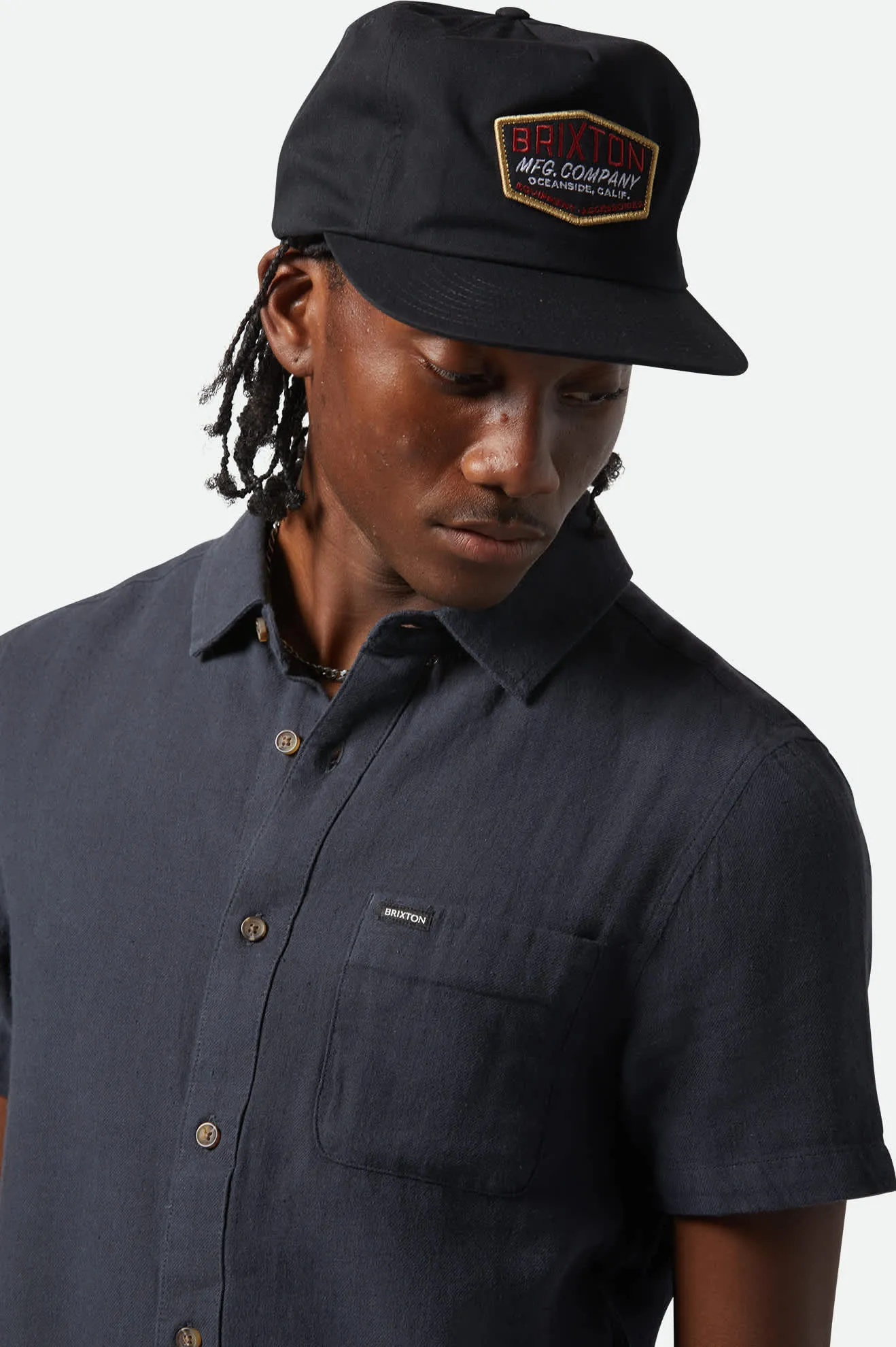Charter Organic Cotton Linen Blend S/S Shirt - Washed Black sold by Brixton product image thumbnail 5